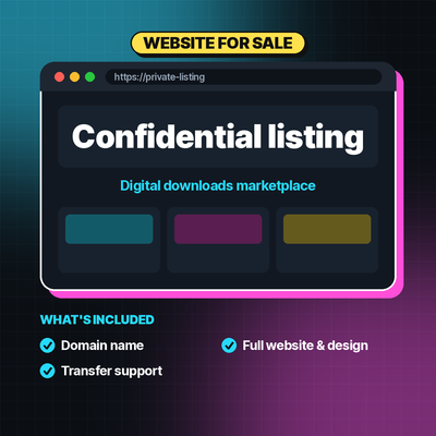 Website For Sale - Confidential Listing - Digital Downloads Marketplace