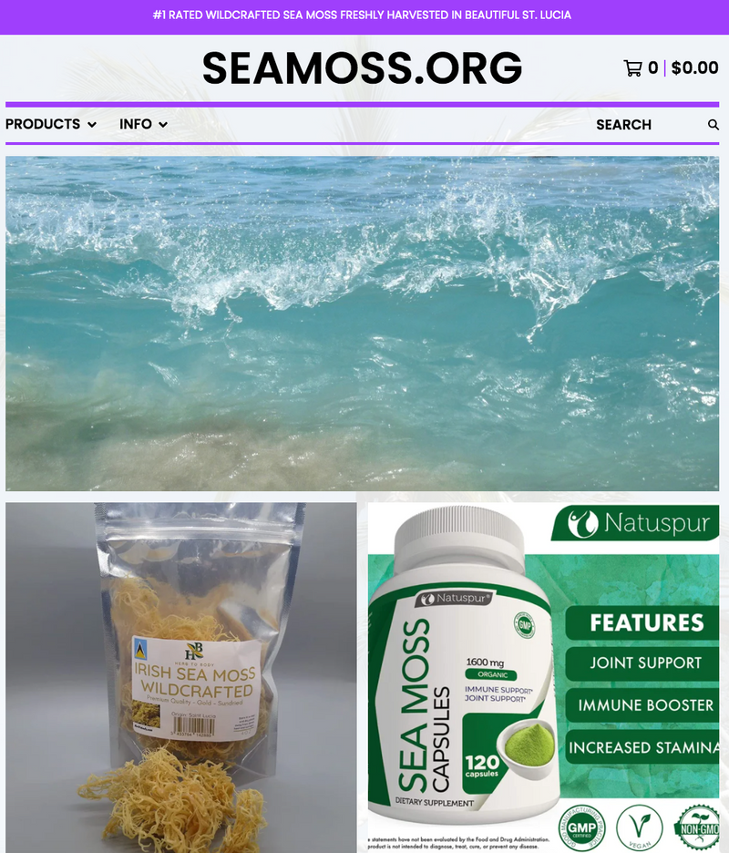 Website For Sale - SeaMoss.org - Sea Moss Niche Store