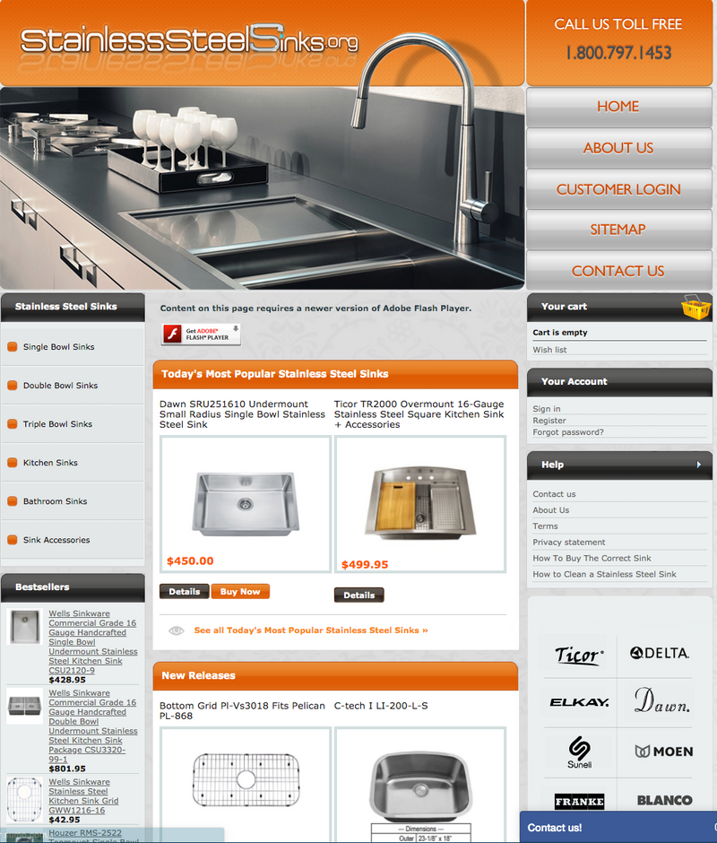 Website For Sale - StainlessSteelSinks.org - Has Made Cash Flow Since Launch